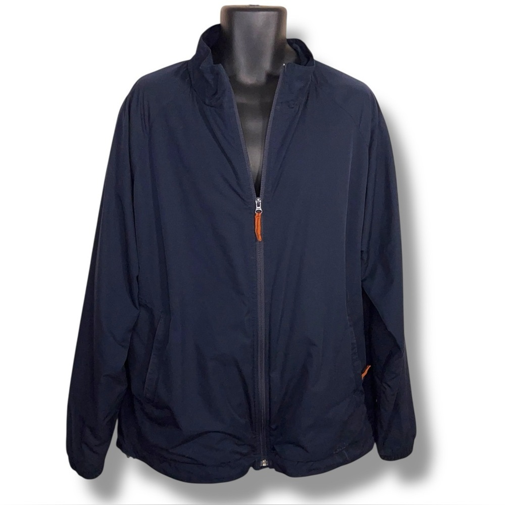 Large Tall Cabela’s Navy Blue Jacket Windbreaker Zip Closure Mesh Liner